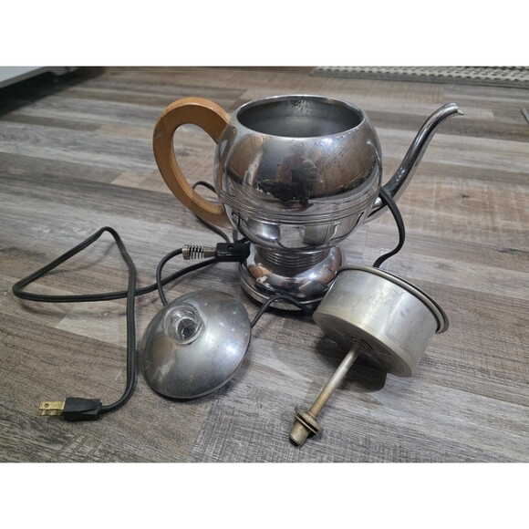 Vintage Art Deco Manning Bowman Chrome Coffee Percolator Wood Handle  4383 - Picture 6 of 7